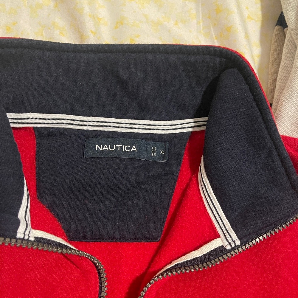 Nautical zip up turtle neck XL